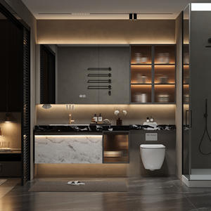 Meuble-lavabo <span class=keywords><strong>de</strong></span> <span class=keywords><strong>salle</strong></span> <span class=keywords><strong>de</strong></span> <span class=keywords><strong>bain</strong></span> <span class=keywords><strong>de</strong></span> style minimaliste classique avec lavabo simple, armoire <span class=keywords><strong>de</strong></span> rangement avec <span class=keywords><strong>miroir</strong></span> intelligent pour salles <span class=keywords><strong>de</strong></span> <span class=keywords><strong>bain</strong></span> minimalistes - Product Image 1