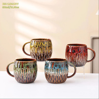 Mug en céramique de style rétro, grande capacité 600 ml, motif kiln, luxe léger, vintage, pour café et cadeaux d'affaires