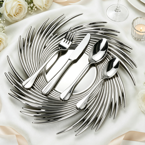 Ensemble de couverts classiques en acier inoxydable de qualité commerciale avec poignée cannelée romaine, comprenant fourchette, couteau et cuillère, idéal pour les mariages - Product Image 6