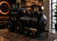 Meuble Bar Moderne de Luxe en Forme de Locomotive à Vapeur Ancienne, en Fer, pour Hôtel, Club Commercial, Pub ou Utilisation Extérieure