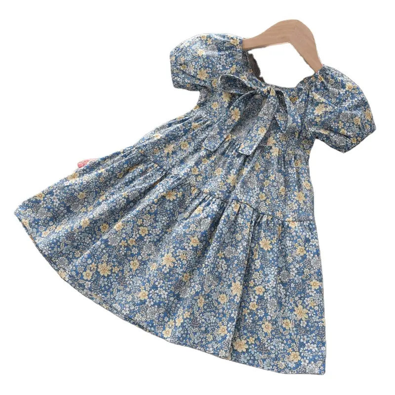 Baby Girls Princess Party Dresses Summer Baby Fashion Floral Bowtie Cute Dress Kids Casual Sweet Dress