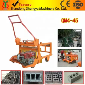 QM4-45 pequena máquina do bloco do concreto portátil do motor diesel, máquina móvel do bloco, bloco de laying do ovo
