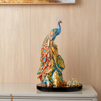 Statue de paon de luxe RORO, décoration d'intérieur, peinture émaillée, figurine animale, ornement de table pour salon, bureau, hôtel