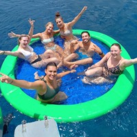 Bouée gonflable portable de 3m (10ft) de diamètre pour bain de soleil, île flottante en PVC, pour piscine, lac, mer, bleue, pour le plaisir estival