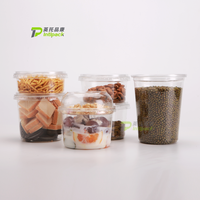 8/12/14/16/24/32oz Contenant en plastique transparent pour traiteur avec logo imprimé, jetable, pour salade de fruits, smoothies acaï, bol, gobelet avec couvercles