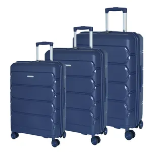 PP fashionable large carry on luggage for long travel cheap 3 PCS rolling luggage sets 21 25 29 inch hard side trolley suitcase