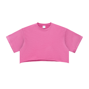 280GSM T-shirt lavé en détresse à manches courtes surdimensionné pour femme - Product Image 1