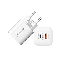 Pengisi daya ponsel Mini US EU Plug PD 20W QC3.0, pengisian cepat Port Ganda tipe-c dan USB a PD Charger Dinding USB, ponsel 5V