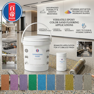 Revêtement de sol en sable époxy de couleur personnalisée, résistant à l'usure, imperméable, écologique, certifié RoHS, fabriqué par le fabricant - Product Image 1