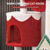 OEM & ODM Usine : Arbre à chat festif de Noël pour plusieurs chats, avec griffoir en corde de sisal et double maison pour chat