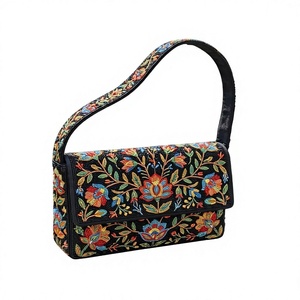 Porte-monnaie brodé à la main en coton coloré, mini sac à main traditionnel en tissu, avec fermeture éclair décorative, idéal pour les fêtes et Noël - Product Image 1