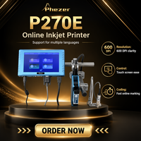 Impresora de Inyección de Tinta en Línea Phezer, Máquina de Codificación Automática para Línea de Ensamblaje, Puerto USB, Importación de Datos desde Disco U, 600 DPI, Marcado Industrial