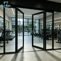Porte en verre aluminium à économie d'énergie, double vitrage trempé, isolation thermique, entrée moderne pour cour, utilisation extérieure, hôtels, bureaux