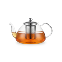 Teko Teh Kaca dengan Infuser Stainless Steel 800ml / 27.33oz, Pot Teh Borosilikat Transparan untuk Teh Daun Terurai, Teh Mekar, Rumah, Kafe