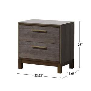 Mesita de noche de madera maciza DB con 2 cajones, acabado Gris antiguo de dos tonos, diseño europeo moderno de lujo para uso doméstico o en apartamentos - Product Image 3