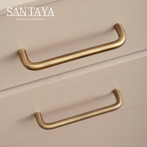 Hình Chữ U Antique Brass Chải Đồ Nội Thất Xử Lý Rắn Brass <span class=keywords><strong>Shell</strong></span> Ngăn Kéo Núm Hiện Đại Đơn Giản T-Bar Tủ Bếp Kéo Dài - Product Image 6