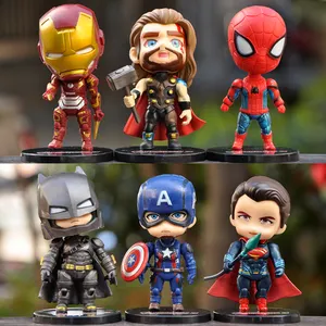 6 buah/set grosir film pahlawan animasi setrika Man Spider Man koleksi Model PVC Action Figure meja dekorasi ornamen mainan