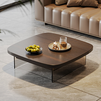 Mesas de Centro de Madera Maciza a Precios Económicos, Mesa de Té con Esquinas Redondeadas, Mesa de Centro con Espacio de Almacenamiento Oculto para Sala de Estar
