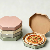 Boîtes à pizza octogonales biodégradables en gros, en carton kraft recyclé, jetables, pour la livraison et les plats à emporter des restaurants