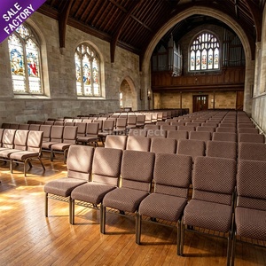 Chaises d'église empilables écologiques commerciales en gros, chaise de théâtre moderne durable en métal à emboîtement avec tablette d'écriture - Product Image 3