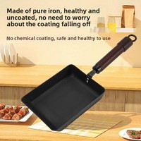 Poêle à frire rectangulaire en acier au carbone forgé de style japonais pour Tamagoyaki, antiadhésive, compatible induction