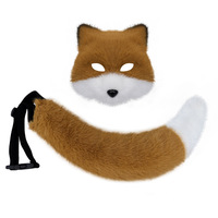 Ensemble Masque de Renard en Peluche POWER pour Halloween, Accessoires de Costume de Cosplay, Queue de Bête en Peluche Assortie aux Couleurs, Accessoires de Cosplay