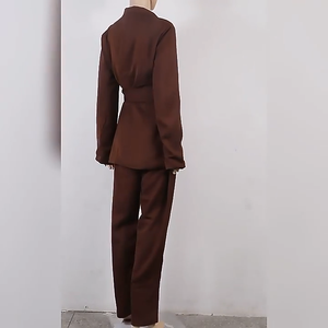 Setelan Blazer lengan panjang wanita, Blazer bisnis kantor kasual dan celana, Set 2 potong - Product Image 4