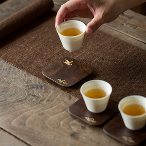 Chinese Style Wood Coaster <b>Set</b> <b>Square</b> Solid Wood Heat Insulating Tea Mat For Kung Fu Tea Ceremony Accessory - Product Image 2