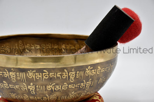 งานฝีมือโลหะแบบโบราณใช้ในบ้านพิมพ์ลายได้ตามต้องการชามอัลลอยบำบัดเสียงแบบทันสมัยเคลือบอ่อนสำหรับโยคะแบบดั้งเดิม - Product Image 2