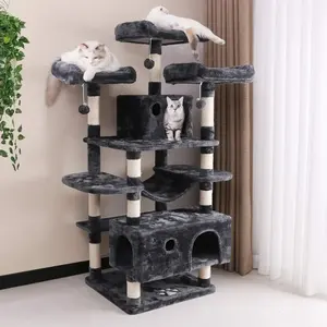 Arbre à chat maison rotin bambou osier lit <span class=keywords><strong>château</strong></span> luxe grand 62 pouces avec litière arbre à chat maison - Product Image 1