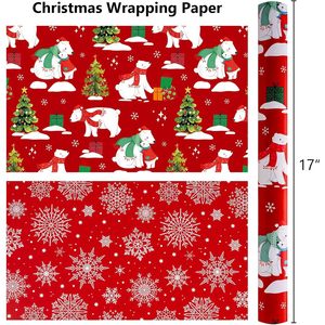 MAYPLUSS Christmas <b>Wrapping</b> <b>Paper</b> 17in X 33ft Red Polar Bear Tree Design Double Side PE Coated Art <b>Paper</b> - Product Image 4