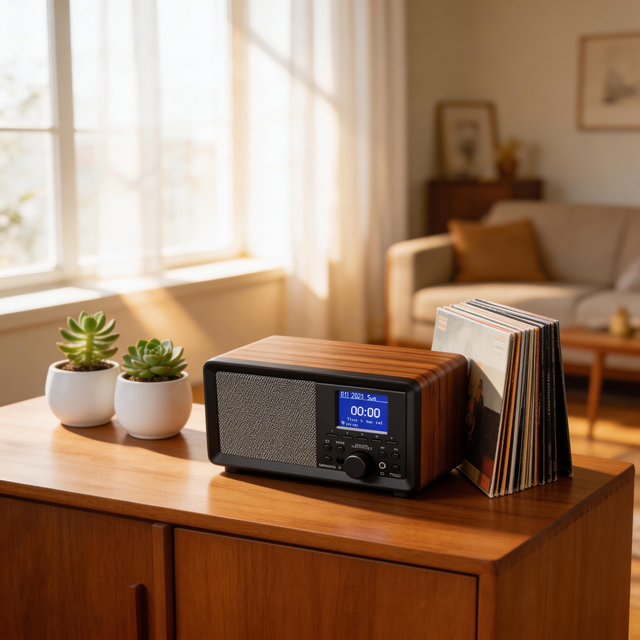 High-Fidelity Retro Sound System: Portable Wooden Internet Radio with AM/FM Tuning