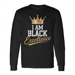 T-shirt à manches longues I Am Black Excellence, Black History Afro Motivation - Product Image 2