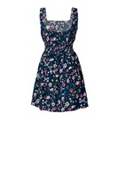 Robe mini évasée à volants en coton tissé 100 % écologique, style bohème chic, à motif floral, pour femme, taille élastique, coupe ajustée, respirante, très demandée