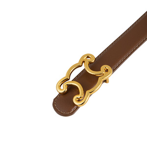 Ceinture en cuir de vachette pour femme avec boucle géométrique en alliage fin, noire, décontractée, élégante, durable, 3,0 cm - Product Image 2