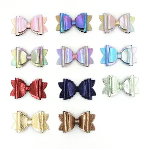 Moda Meninas Hair Clips 3 Camadas Pu Hair Bow Com Clip Mulher Atacado Diy Hair Accessories Shoes Hat Accessories