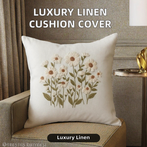 Funda de Cojín Cuadrada de Lino de Lujo Premium, Bordado 3D, Ecológica, Orgánica, Lavable, Hecha a Mano, Tamaño Personalizado para Decoración del Hogar y Hoteles - Product Image 2