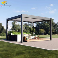 Pavillon de jardin extérieur avec toit à lames orientables, électrique et étanche, pour spa et bain à remous, design d'écran inspiré de la nature pour patio arrière-cour