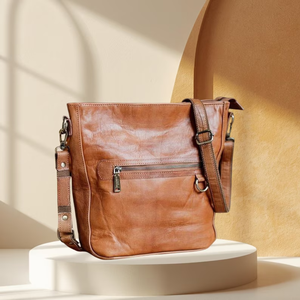 Sac bandoulière en cuir véritable durable, fabriqué en cuir de haute qualité, avec sangle réglable, rangement spacieux, compartiments sécurisés - Product Image 1