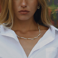 Collier tendance en acier inoxydable doré avec chaîne serpent et perles pour femme, bijoux superposés
