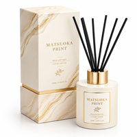 Caja Rígida con Tapa y Base para Difusor de Aromas, Patrón de Mármol Marfil, Papel Recubierto de 157 g/m², Fabricante