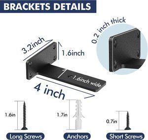 ชั้นวางของไม้ไผ่แบบลอยตัว 4 นิ้ว ดีไซน์ทันสมัย ชั้นเดียว พร้อมขายึดแบบซ่อน สำหรับวางจานชาม อุปกรณ์ทำความสะอาด ของตกแต่งบ้านอย่างมีสไตล์ - Product Image 2