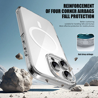 Étui de téléphone magnétique transparent en TPU+PC mince, anti-jaunissement, résistant aux chocs, conçu pour 16 Pro 16 Pro Max