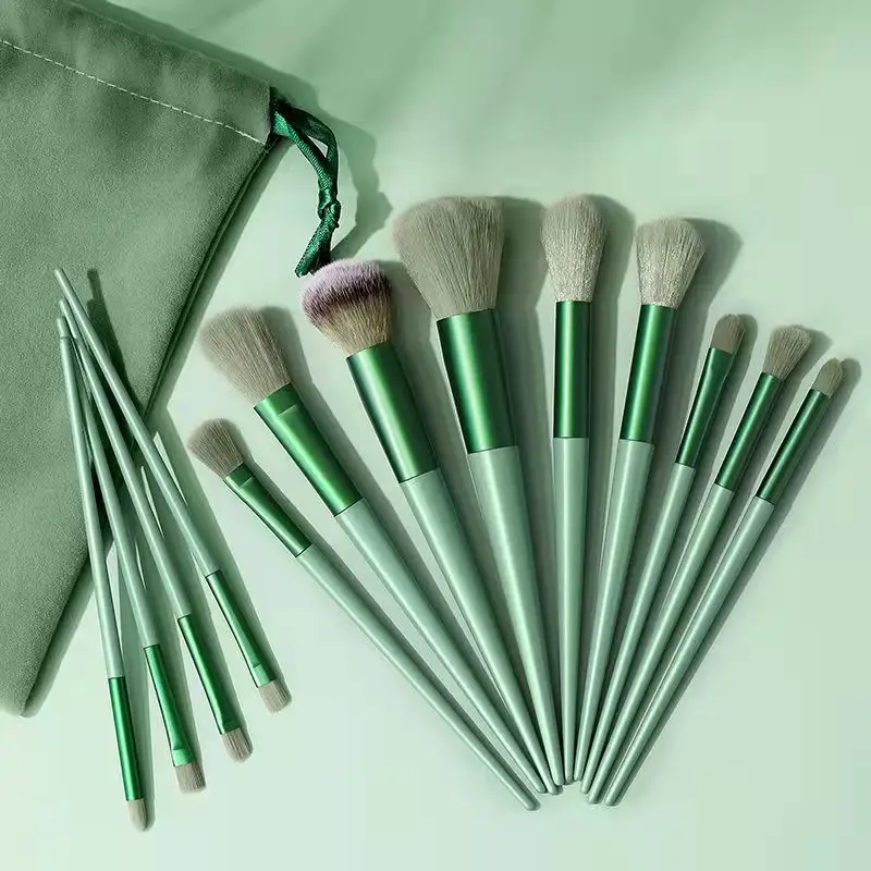 Juego de brochas de maquillaje, juego de pinceles para base de sombra de ojos, delineador de ojos, verde, 20 Uds., Nube de emparejamiento personalizada, 13 50x200 Mm