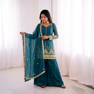 Robe Anarkali traditionnelle indienne et pakistanaise pour femmes, longue jusqu'au sol, avec dupatta, tenue de mariage - Product Image 1