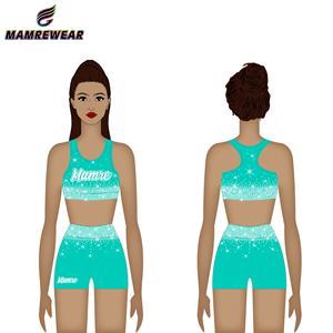 Aanpasbare Dragon Ombré Strass Zwart Blauwgroen Blauwe Sportbeha En Korte Broek <span class=keywords><strong>Cheerleading</strong></span> Uniformen - Product Image 5