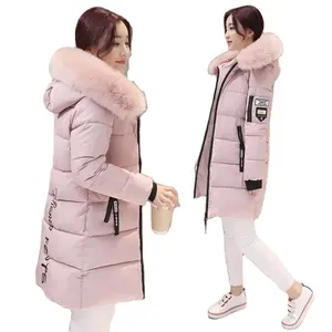 Chaqueta acolchada de algodón con capucha para mujer, abrigo largo ajustado con capucha para invierno