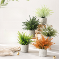 Tanaman Pot Buatan Evergreenwrap Desktop, Pot Silinder dari Bubur Kertas, Daun Pakis Boston, Bonsai Tanaman Buatan