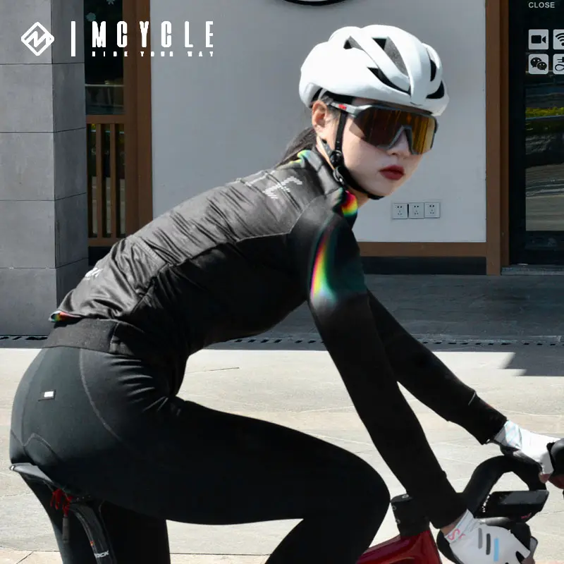 Mcycle-Maillot de cyclisme imperméable à l'eau, polaire thermique, chaud, manches longues, protection UV, pour femmes