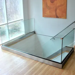 Frameless U Channel Glass Railing for Staircase and Balcony